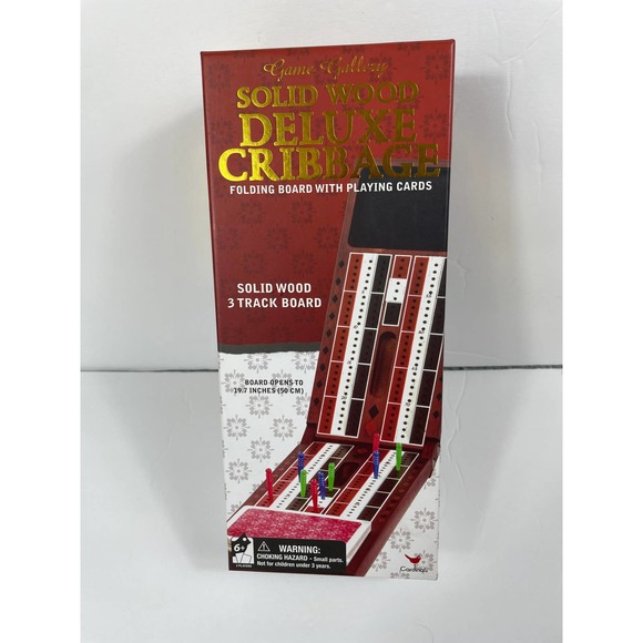 Cardinal Solid Wood Deluxe Cribbage Folding Board with Playing Cards New - Picture 1 of 9